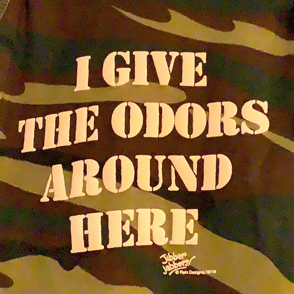 I Give the Odors Around Here, camouflage onesie